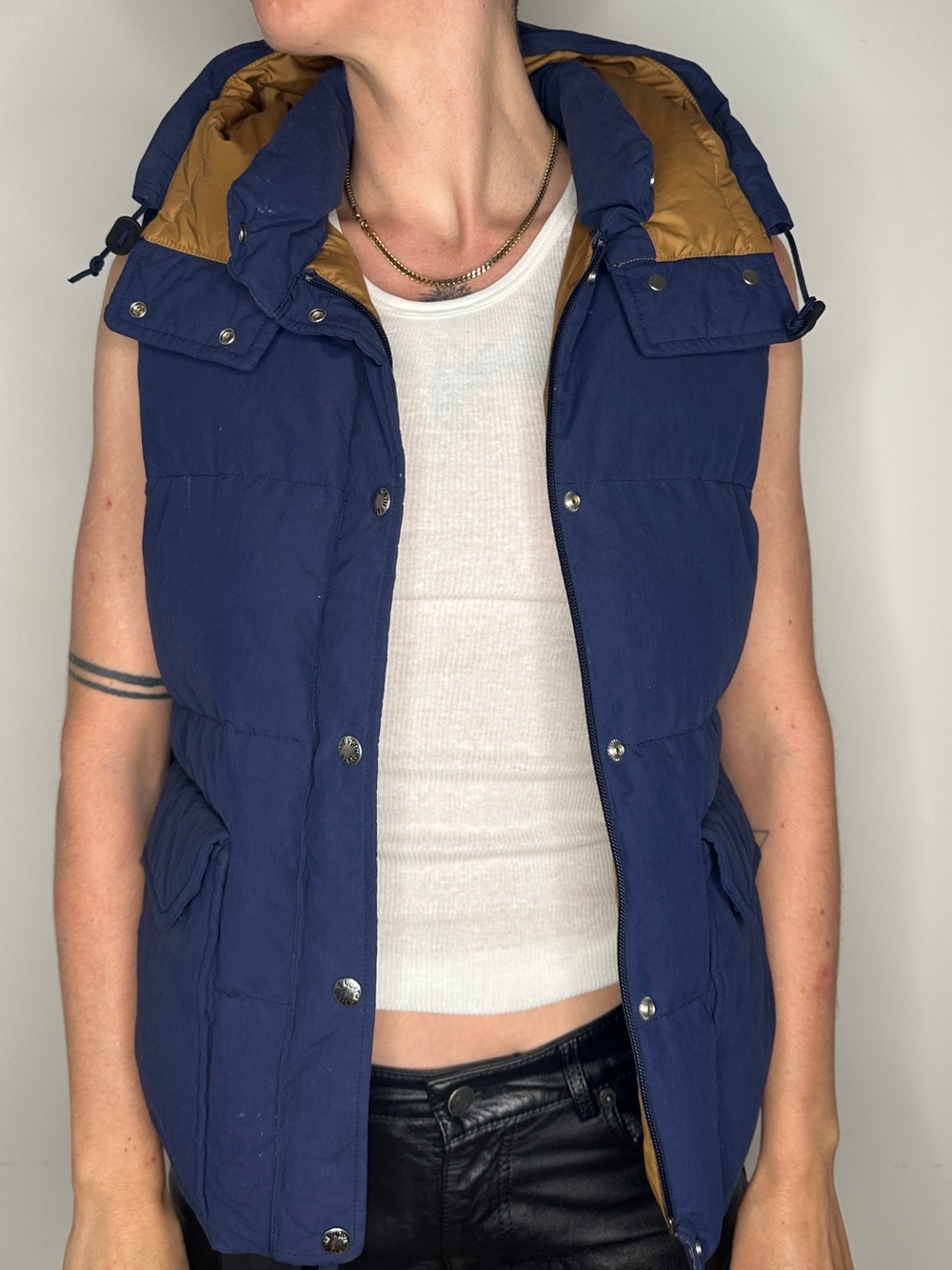 North face women’s Navy down sierra Vest with Contrast Lining